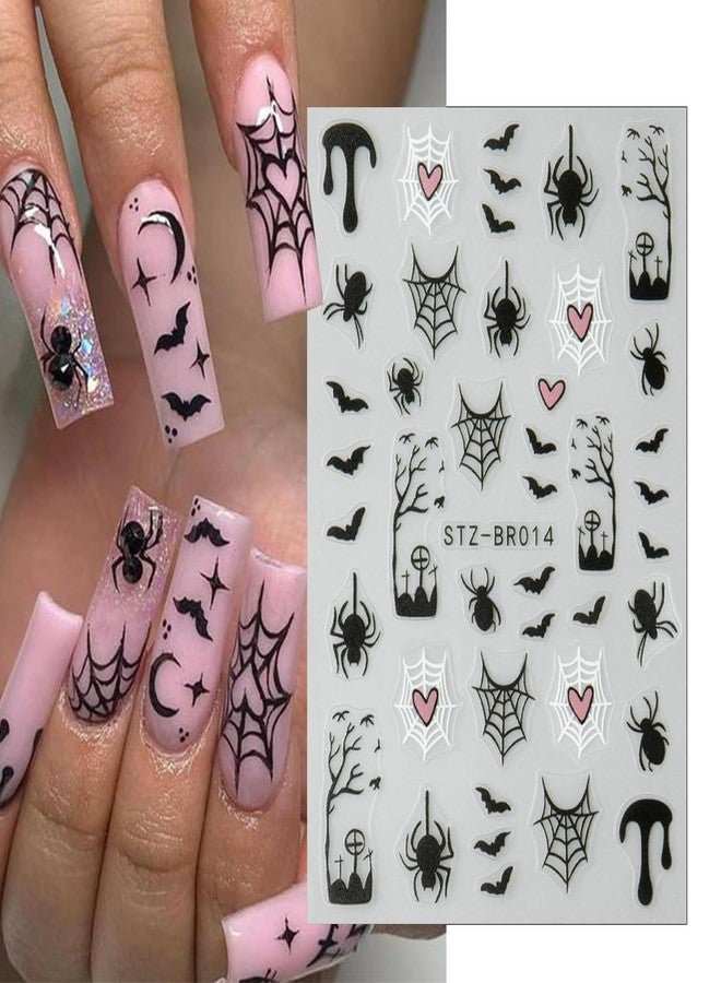 OSTTMA 6Pcs Halloween Nail Stickers for Nail Art, Bat Spiders Nail Art Stickers Spider Web Black Rose Skull Ghost Nails Design Decals Halloween Nail Supplies for Women DIY Manicure Decoration Accessories - Image 2